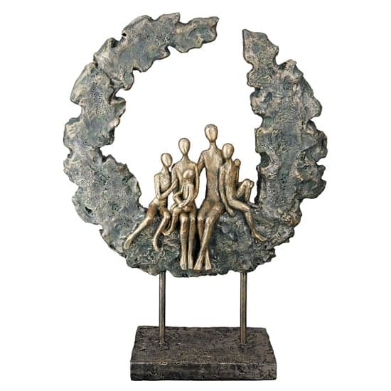Ocala Polyresin Family Sculpture In Gold And Green_1
