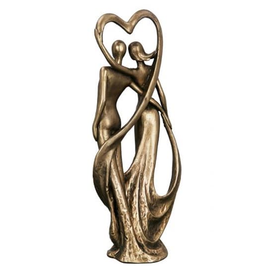 Ocala Polyresin Figure Heart Couple Sculpture In Gold_2