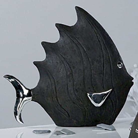 Ocala Polyresin Fish Sculpture Large In Black And Silver_1