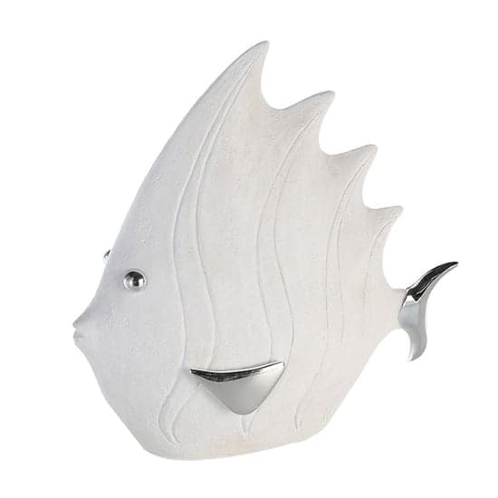 Ocala Polyresin Fish Sculpture Large In White And Silver_2