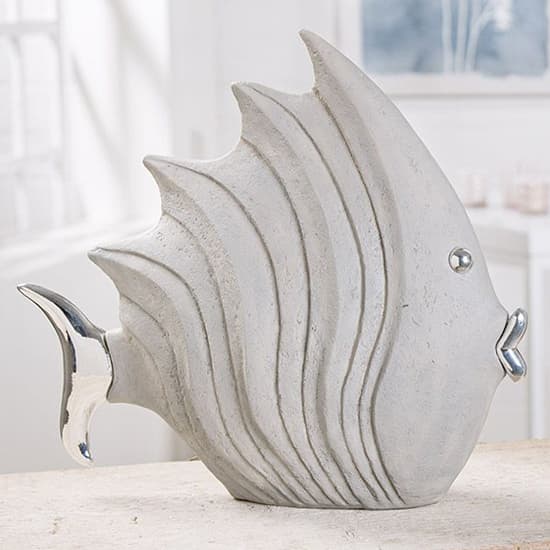 Ocala Polyresin Fish Sculpture Small In Grey And Silver_1
