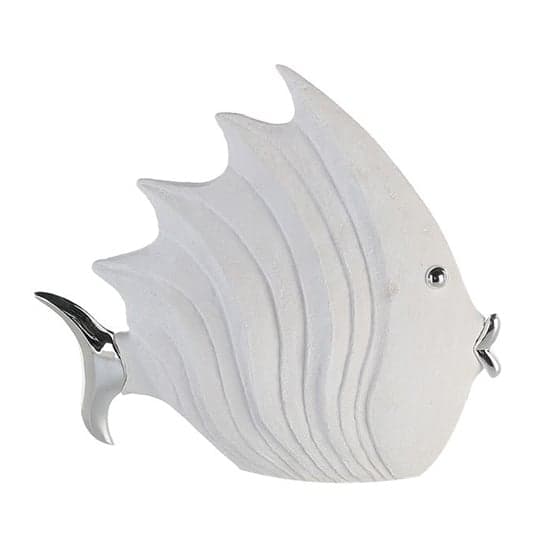 Ocala Polyresin Fish Sculpture Small In White And Silver_2