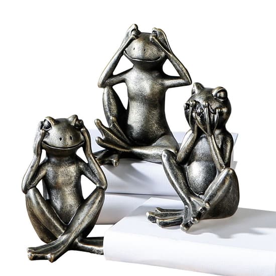 Ocala Polyresin Frog Randy Anti Sculpture In Champagne_3