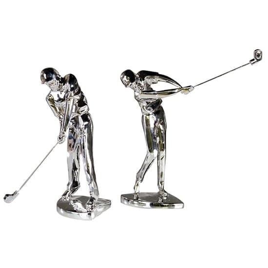 Ocala Polyresin Golfers Sculpture In Silver_2