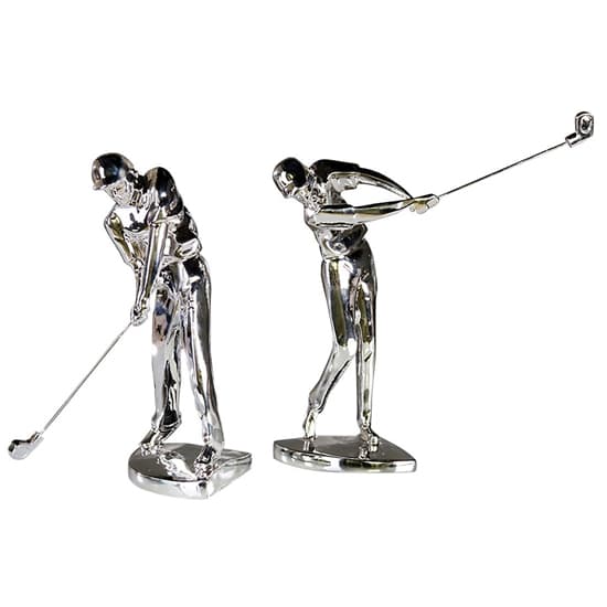 Ocala Polyresin Golfers Sculpture In Silver Furniture in Fashion