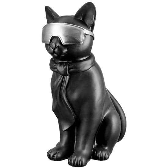 Ocala Polyresin Hero Cat Sitting Sculpture In Black_2
