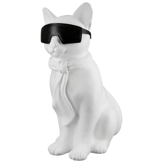 Ocala Polyresin Hero Cat Sitting Sculpture In White_2