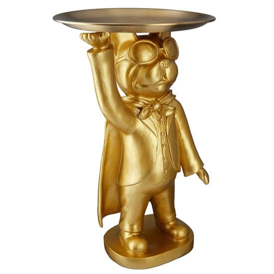 Ocala Polyresin Hero Dog With Tray Standing Sculpture In Gold_2