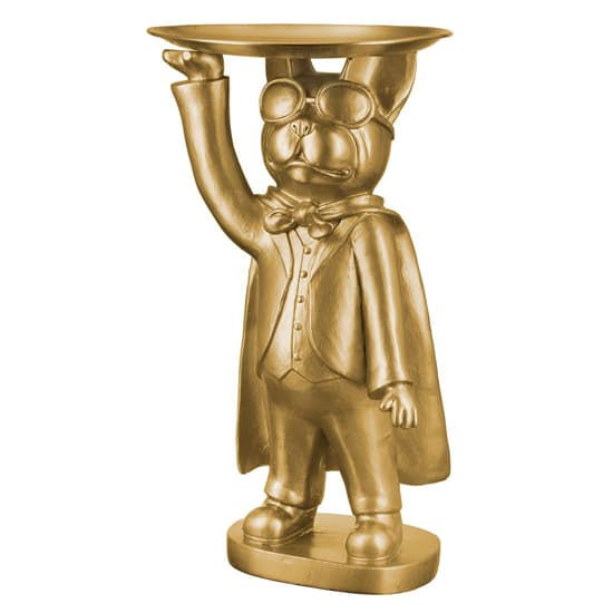 Ocala Polyresin Hero Dog With Tray Standing Sculpture In Gold_1