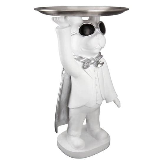 Ocala Polyresin Hero Dog With Tray Standing Sculpture In White_1