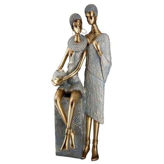 Ocala Polyresin Jamila And Jamal Sculpture In Gold_2