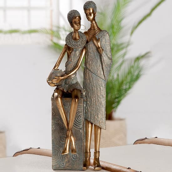 Ocala Polyresin Jamila And Jamal Sculpture In Gold_1