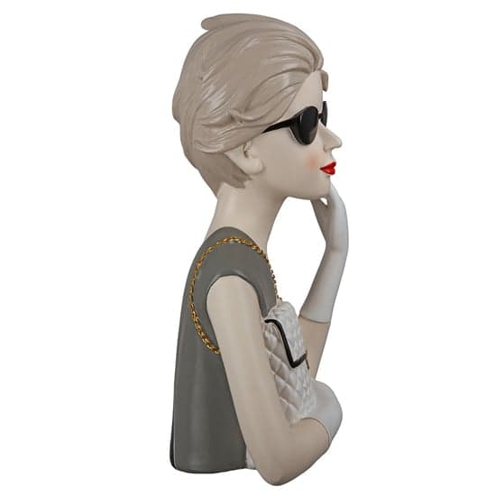 Ocala Polyresin Lady With Bag Sculpture In Grey And White_2
