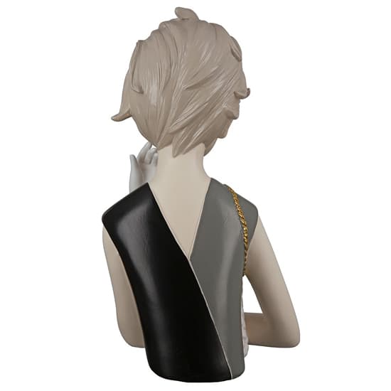 Ocala Polyresin Lady With Bag Sculpture In Grey And White_3