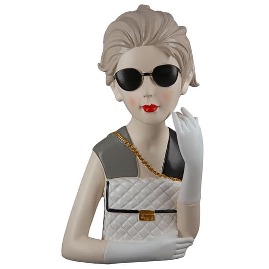 Ocala Polyresin Lady With Bag Sculpture In Grey And White_1