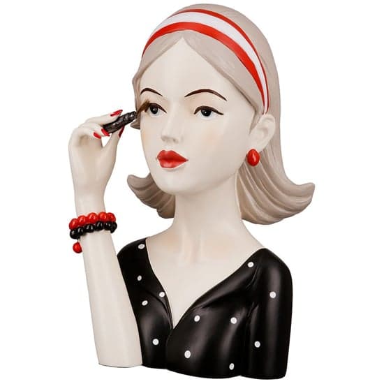 Ocala Polyresin Lady With Mascara Sculpture In Cream And Black_1