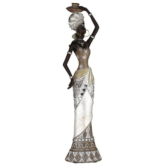 Ocala Polyresin Lady Nairobi Sculpture In Beige And Brown_2