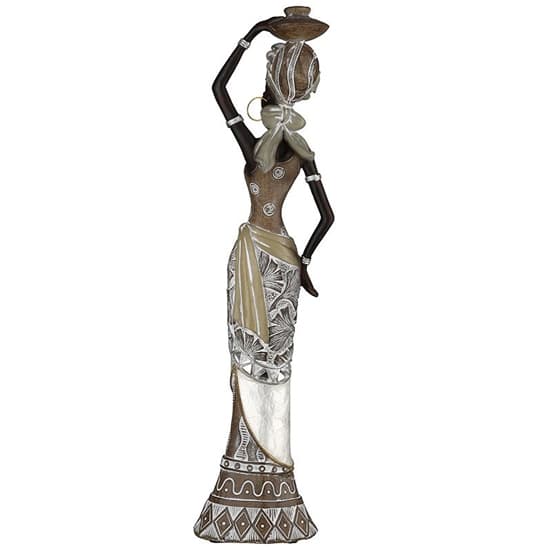 Ocala Polyresin Lady Nairobi Sculpture In Beige And Brown_3