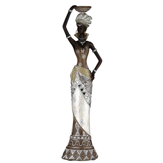 Ocala Polyresin Lady Nairobi Sculpture In Beige And Brown_4