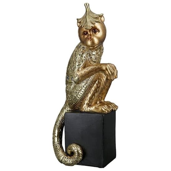Ocala Polyresin Little Monkey I Sculpture In Gold And Black_1