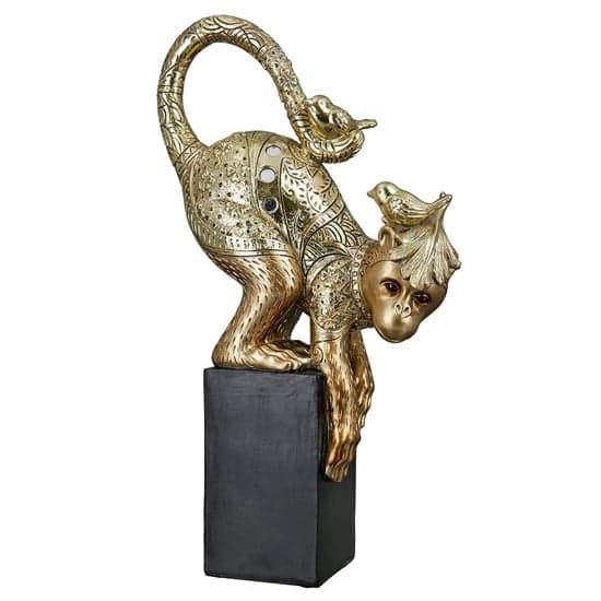 Ocala Polyresin Little Monkey II Sculpture In Gold And Black_1