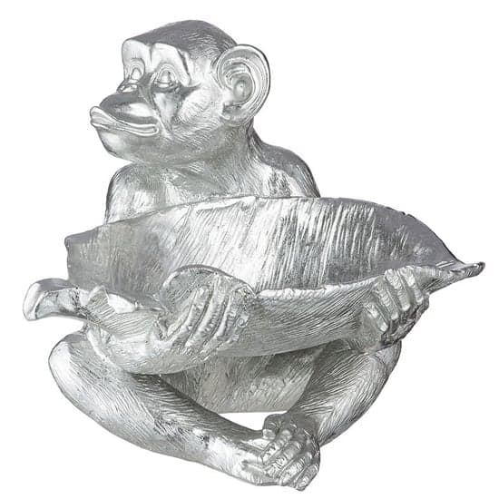 Ocala Polyresin Monkey Swen Sculpture In Silver_2