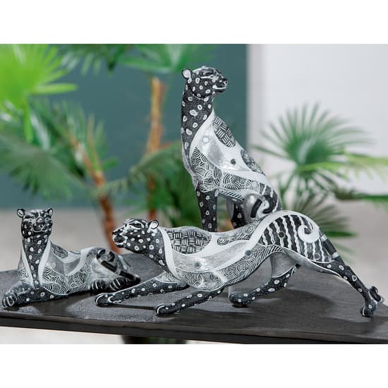 Ocala Polyresin Panther Piron 1 Sculpture In Black And Grey_2