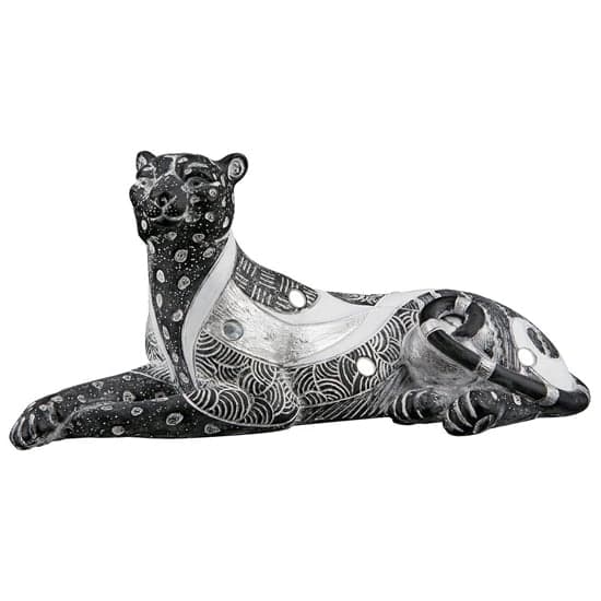 Ocala Polyresin Panther Piron 1 Sculpture In Black And Grey_1