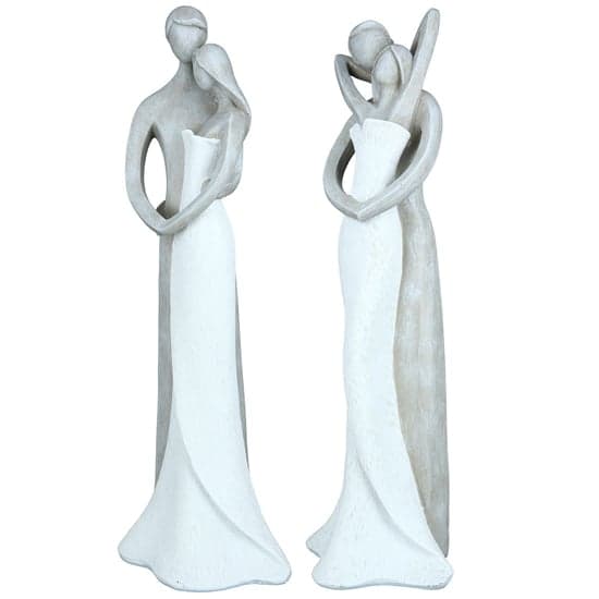 Ocala Polyresin Lovers Longing Sculpture In Grey And White_2