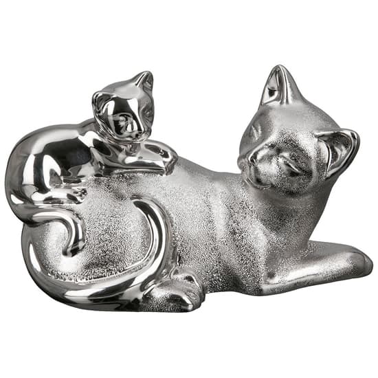 Ocala Polyresin Sculpture Cat 1 Sculpture In Silver_2