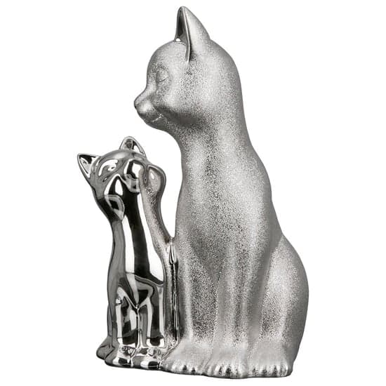 Ocala Polyresin Sculpture Cat 2 Sculpture In Silver_2
