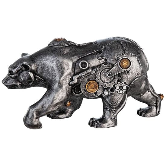 Ocala Polyresin Steampunk Bear Sculpture In Silver_2