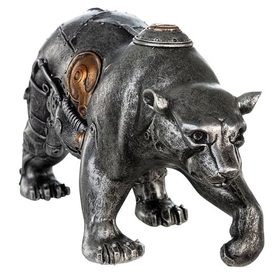 Ocala Polyresin Steampunk Bear Sculpture In Silver_3