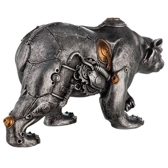 Ocala Polyresin Steampunk Bear Sculpture In Silver_4