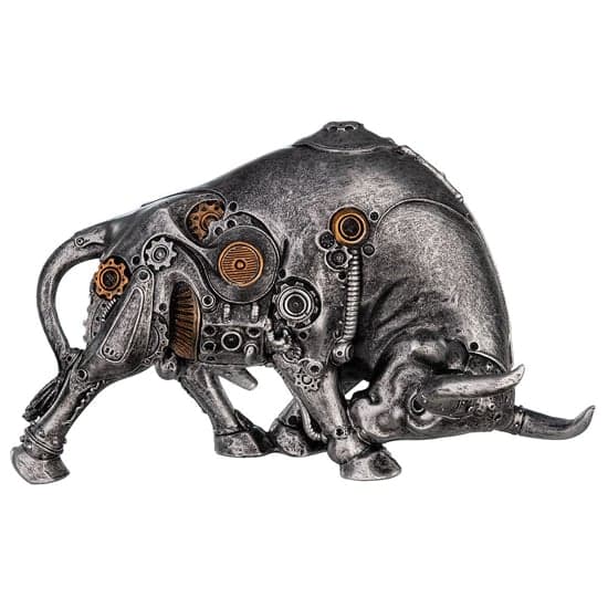 Ocala Polyresin Steampunk Bullfight Sculpture In Silver_1