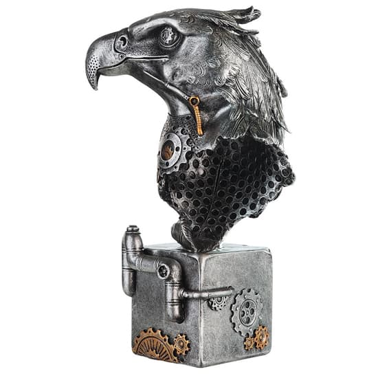 Ocala Polyresin Steampunk Eagle Sculpture In Silver_4