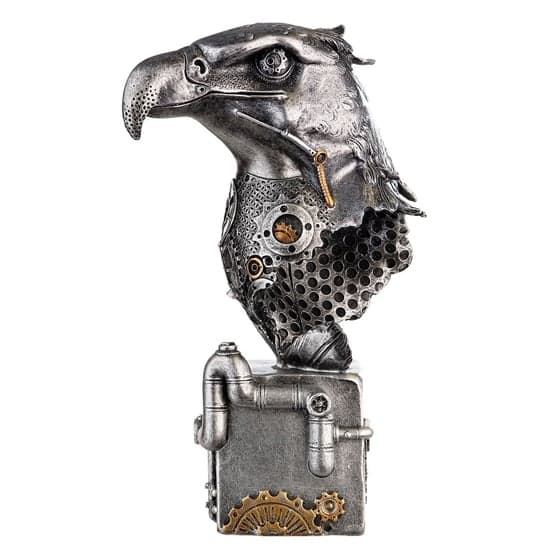 Ocala Polyresin Steampunk Eagle Sculpture In Silver_1