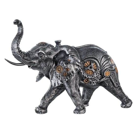 Ocala Polyresin Steampunk Elephant Sculpture In Silver_2