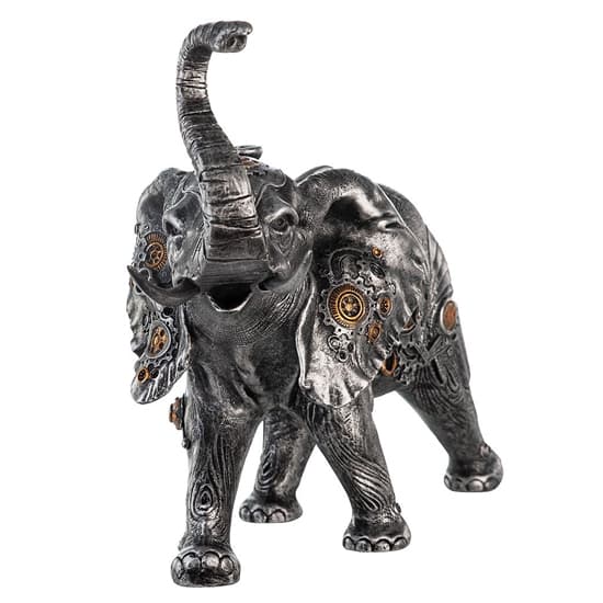 Ocala Polyresin Steampunk Elephant Sculpture In Silver_3