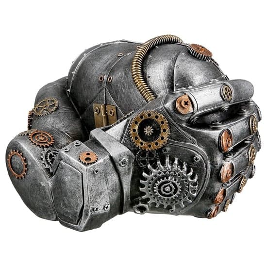 Ocala Polyresin Steampunk Heart In Hands Sculpture In Silver_3