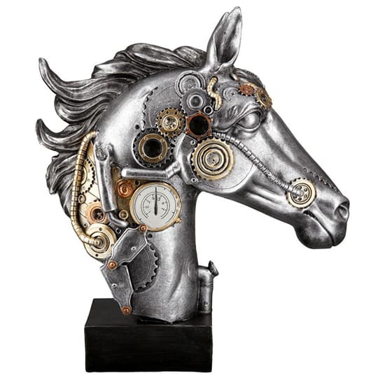 Ocala Polyresin Steampunk Horse Sculpture In Silver_3