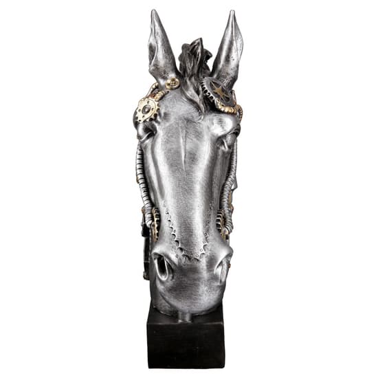 Ocala Polyresin Steampunk Horse Sculpture In Silver_4