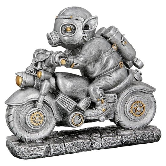 Ocala Polyresin Steampunk Motor Sculpture In Silver_2
