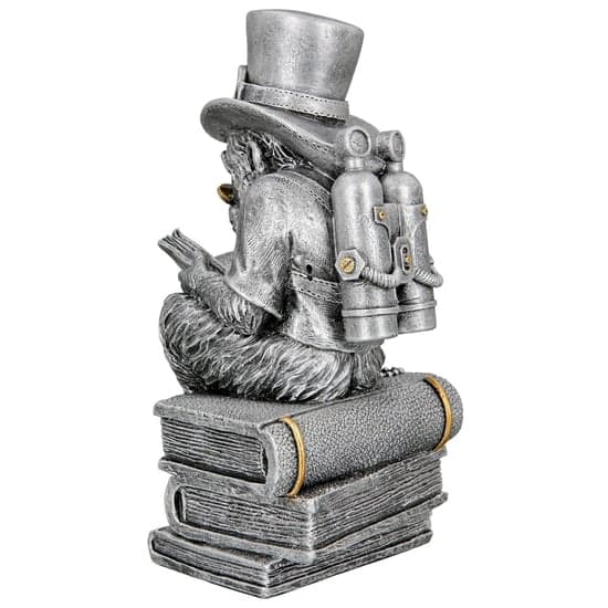 Ocala Polyresin Steampunk Ridding Sculpture In Silver_4
