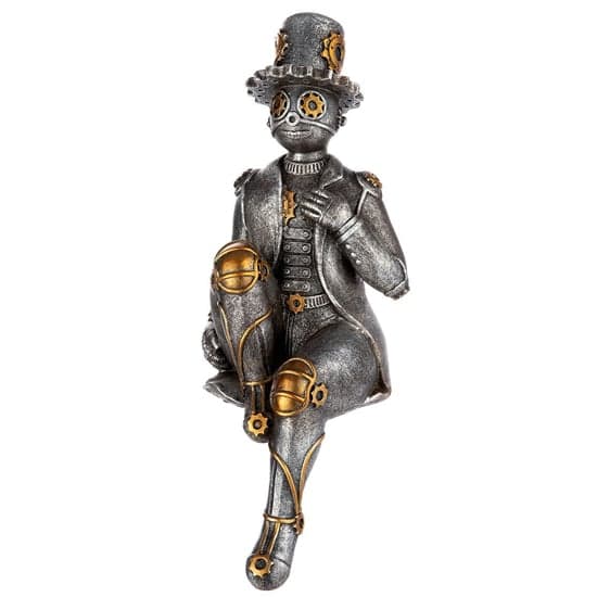 Ocala Polyresin Steampunk Tin man Sculpture In Silver_3