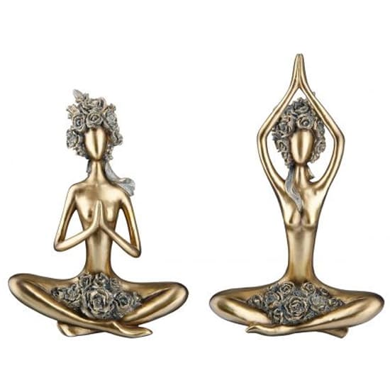 Ocala Polyresin Yoga Figure Rose Sculpture One In Gold_2