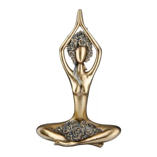 Ocala Polyresin Yoga Figure Rose Sculpture One In Gold_3