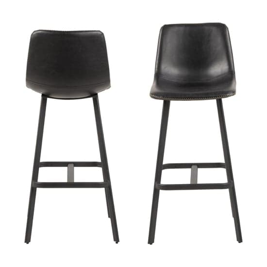 Ocala Vintage Black Faux Leather Bar Chairs In Pair_2