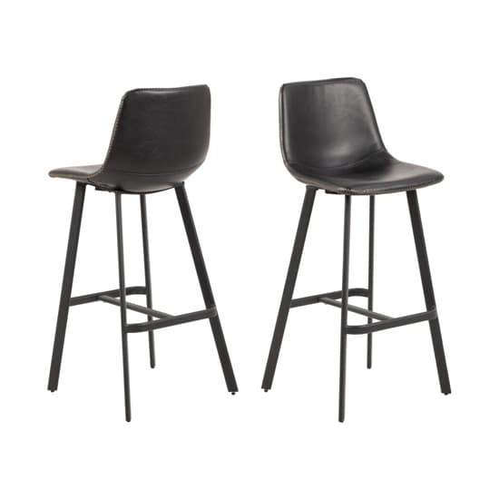 Ocala Vintage Black Faux Leather Bar Chairs In Pair_1