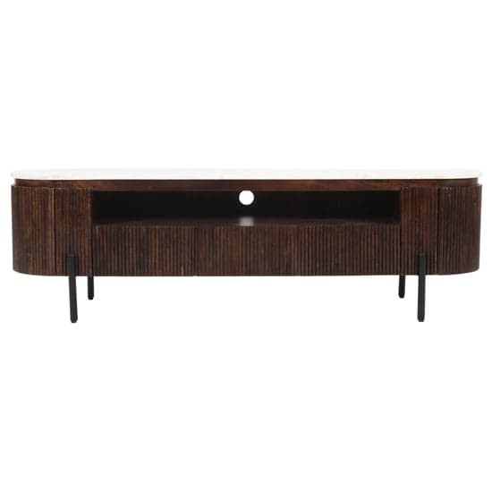 Ocala White Marble And Wood Large TV Stand In Dark Mahogany_2